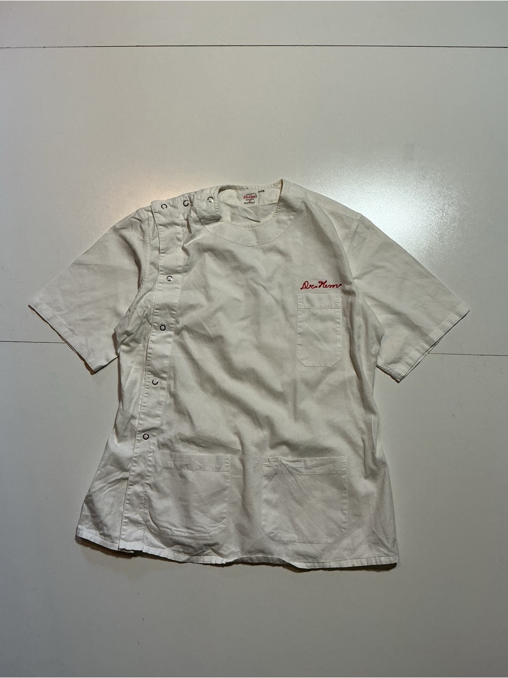Vintage 40s 50s Whitehouse Sanforized Doctor Medical Chain Stitch Snap Shirt